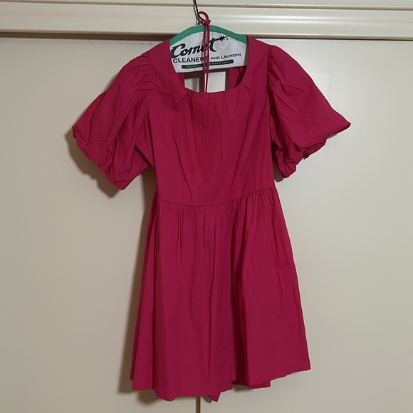 NEW Pink Anthropologie Puff-Sleeve Romper, Size 6 - Picture 4 of 4